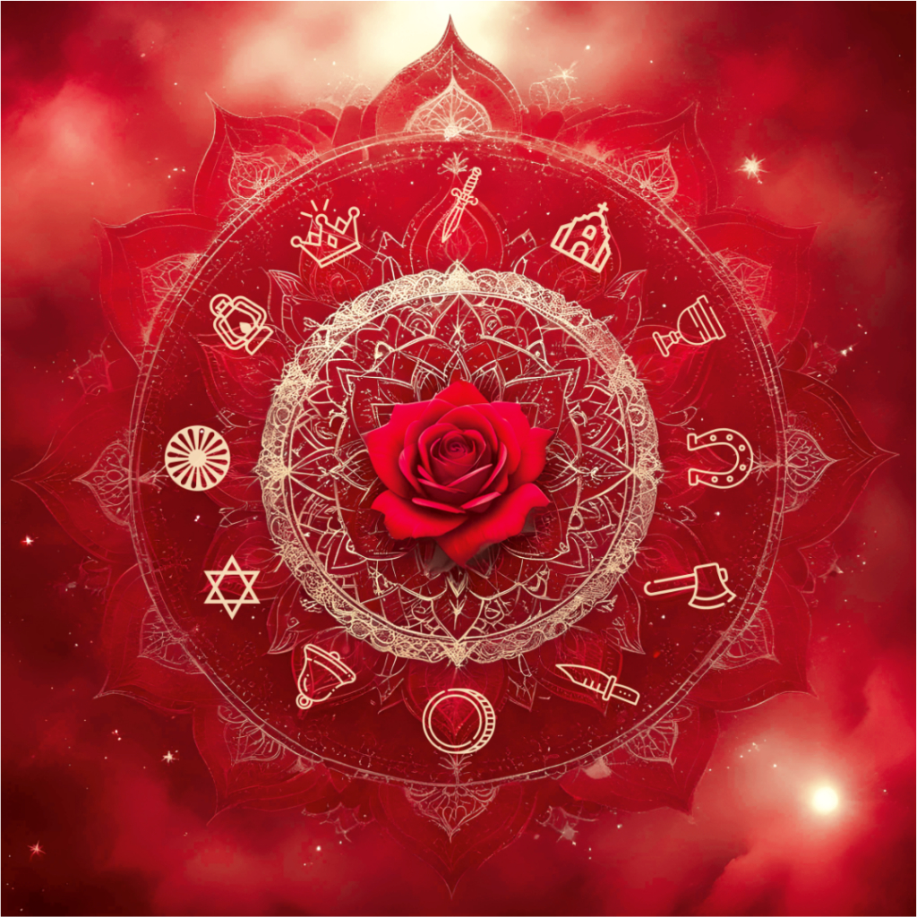 Toalha Mesa Tarot e Baralho Cigano - 70x70cm - Mandala Cigana Vermelha