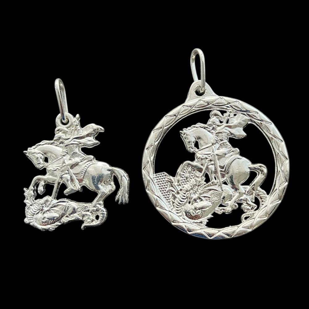 Pingente São Jorge Grande Detalhado Banhado a Prata 925 em Oferta na Shopee