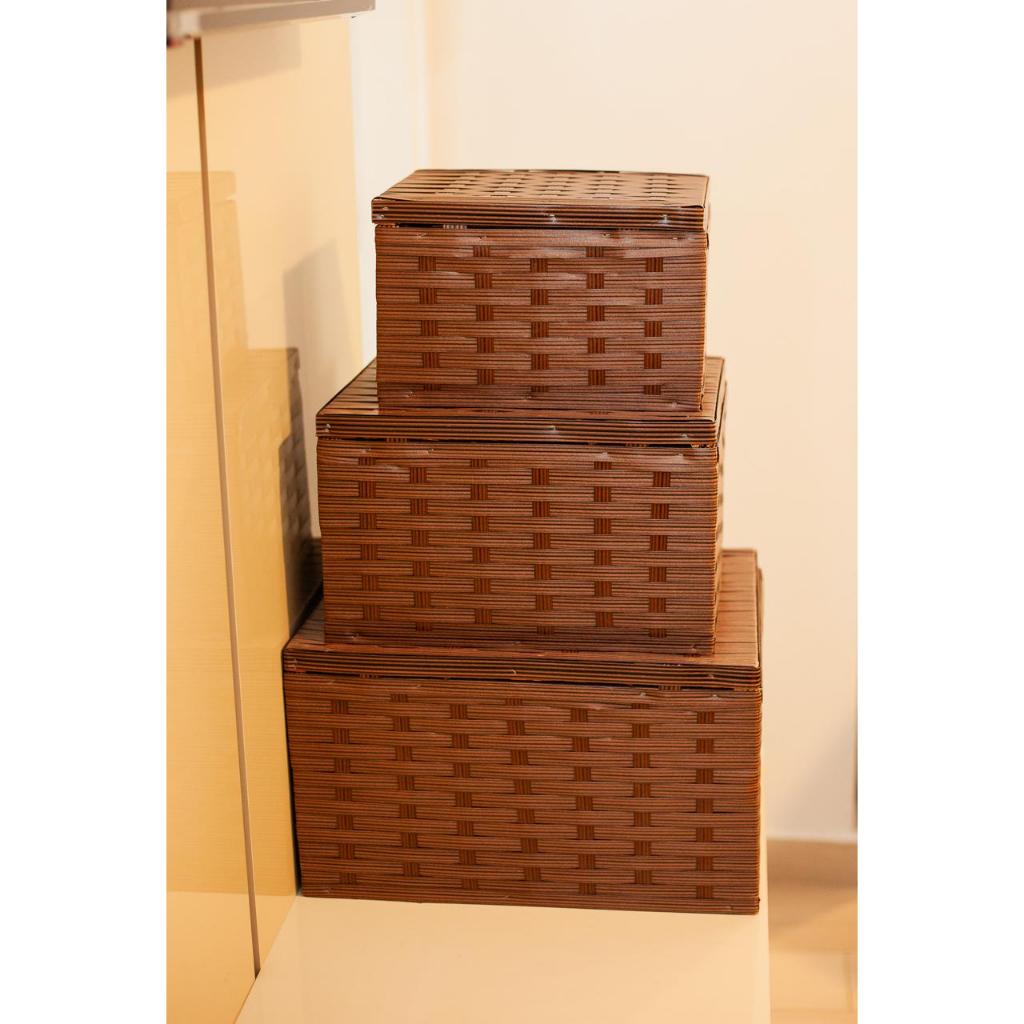 Kit Baús Organizadores Baú Cesto Multiuso Em Fibra Sintética S  - P M G em Oferta na Shopee