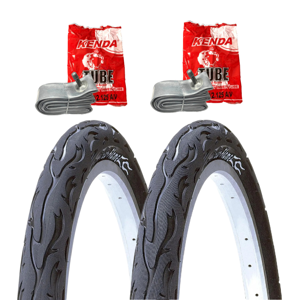PAR PNEU KENDA FLAME 26X2.125 K1008, PTO ADES BCO + PAR CAMARA KENDA ARO 26