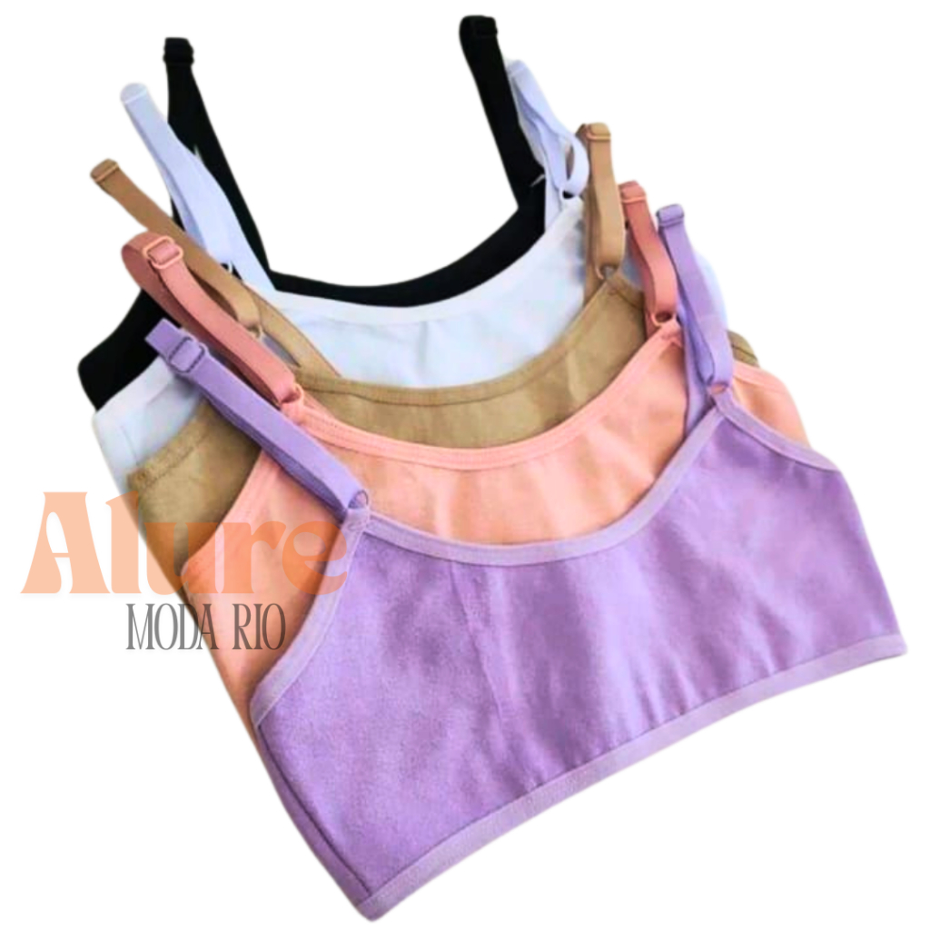 Kit Tops Infantil Juvenil Algodão Alça Regulável 8 a 12 anos Cotton Liso em Oferta na Shopee