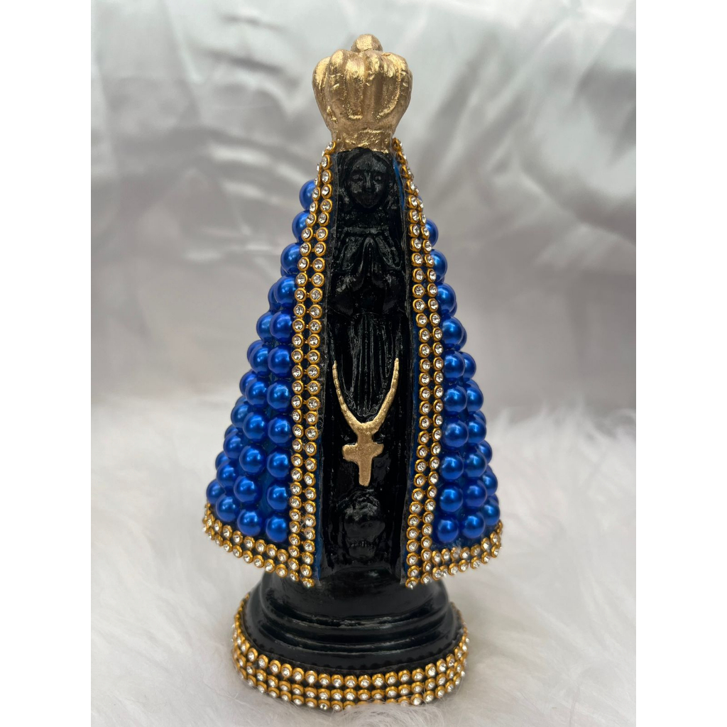 Imagem 15cm nossa senhora aparecida GESSO com pérola e strass