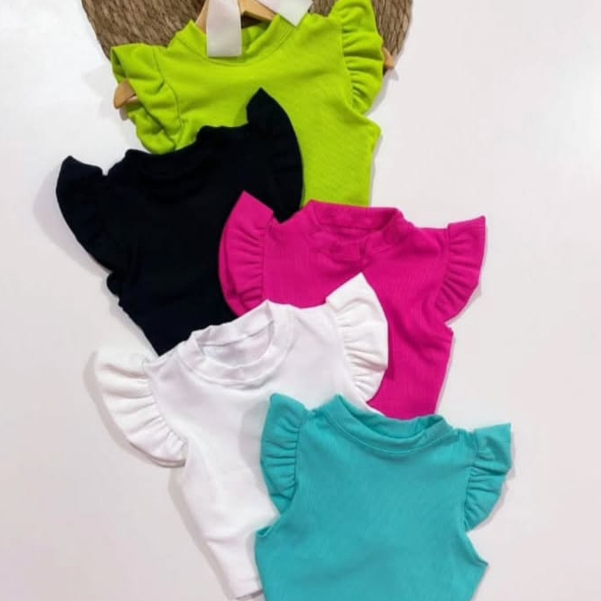 Cropped Infantil Menina Manga Babado Blusa Infantil Menina Modinha Mini Diva Moda Blogueira Roupa infantil Menina
