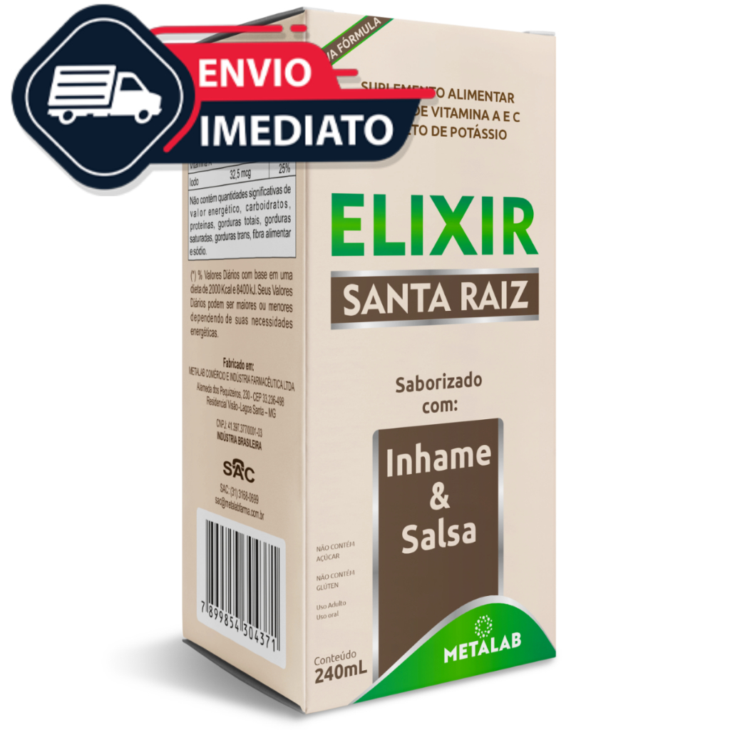 Depurativo do Sangue Elixir e Inhame 100% Natural Para Cravos e Espinhas Imunidade 240mL