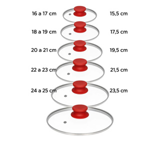 TAMPA DE VIDRO TEMPERADO AVULSA Nª 10 12 14 16 18 20 22 24 26 28 30 32CM -PARA JOGO DE PANELA E FRIGIDEIRA- POMEL em Oferta na Shopee