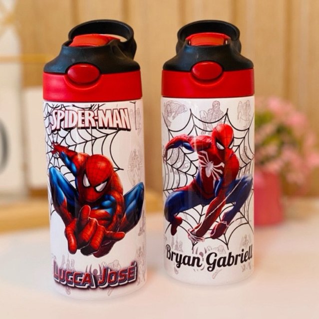 Garrafinha térmica infantil personalizada Homem Aranha, garrafa homem aranha