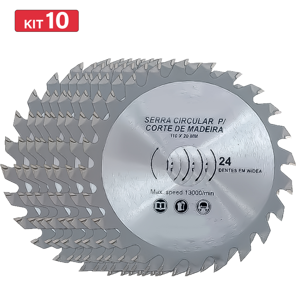 Kit Jogo 10 Disco De Corte Para Madeira 110mm 4.31/8" 24 Dentes Esmerilhadeira / Serra Mármore em Oferta na Shopee