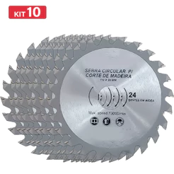 Kit Jogo 10 Disco De Corte Para Madeira 110mm 4.31/8" 24 Dentes Esmerilhadeira / Serra Mármore