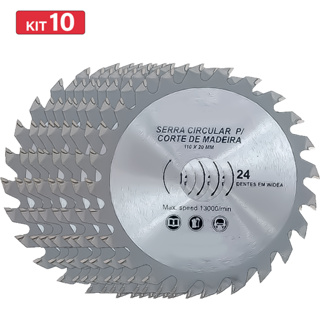 Kit Jogo 10 Disco De Corte Para Madeira 110mm 4.31/8" 24 Dentes Esmerilhadeira / Serra Mármore em Oferta na Shopee