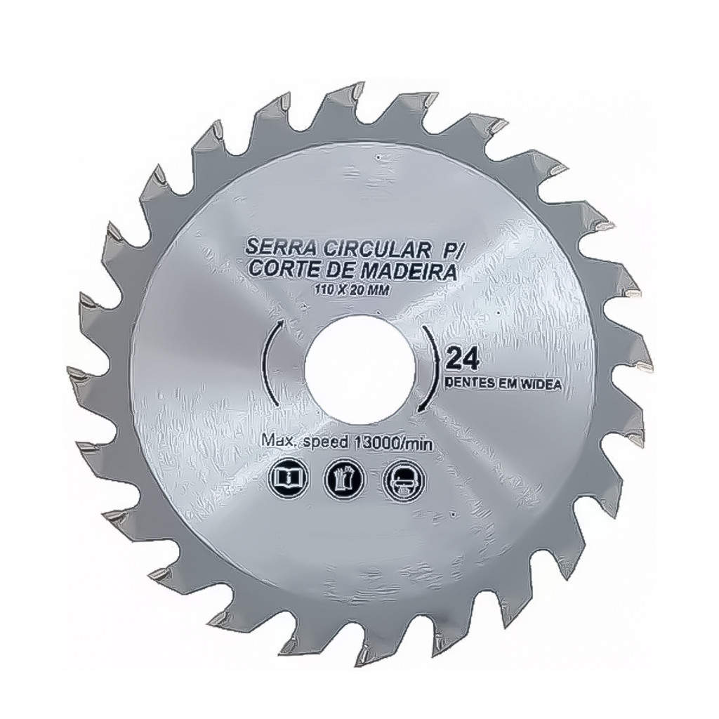 Disco De Corte Madeira 110mm 4.31/8" 24 Dentes Com Adaptador Para Esmerilhadeira / Serra Mármore
