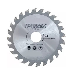 Disco De Corte Madeira 110mm 4.31/8" 24 Dentes Com Adaptador Para Esmerilhadeira / Serra Mármore