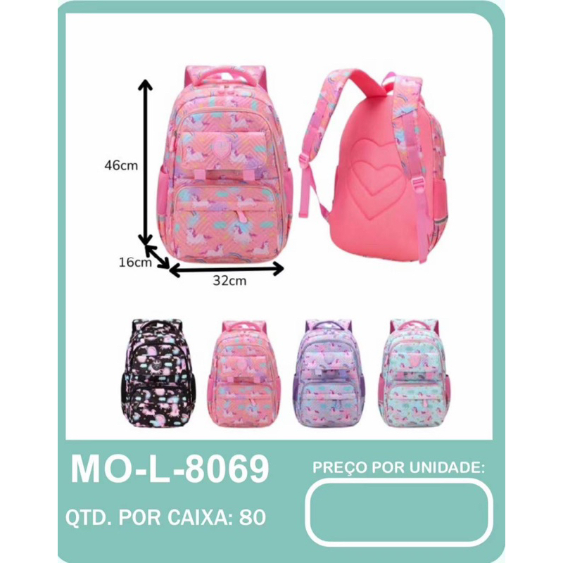 mochila escolar feminina protetor de coluna para meninas, mochila da minina ultraleve estilo geladeira  8069