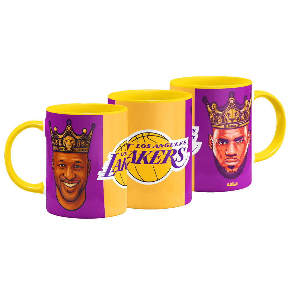 Caneca Basquete NBA - Los Angeles Lakers - LeBron James e Lamar Odom