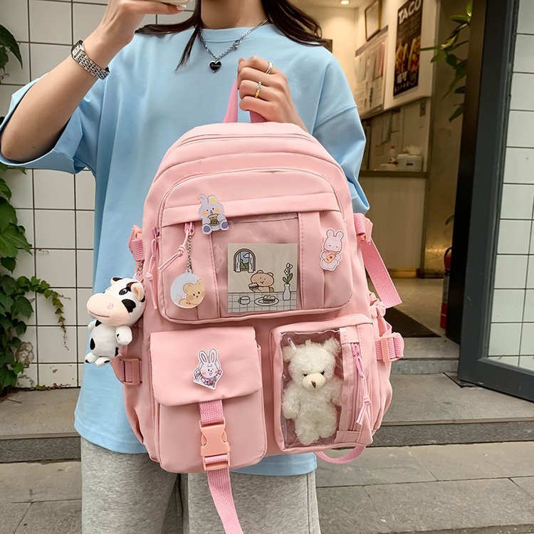 Mochila universitária feminina em estilo kpop com design transparente e amplo espaço em Oferta na Shopee