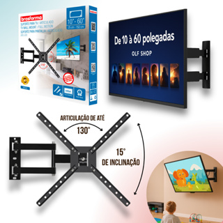 Suporte Para Tv Articulado 10" Até 60" Polegadas Compatível Com Tvs Samsung, Sony, Lg, Tcl 30Kg em Oferta na Shopee