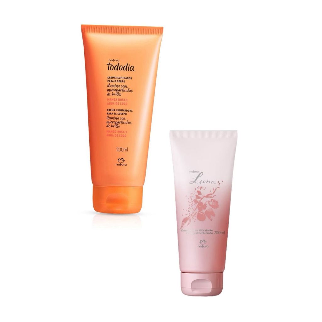 Creme Iluminador para  Corpo Manga Rosa e Água de Coco - 200ml - Creme Iluminador corpo Luna 100ml.
