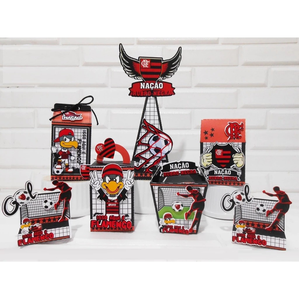Kit Festa Infantil Caixinhas Personalizada - Tema Flamengo Premium PEGUE MONTE – Alta Qualidade