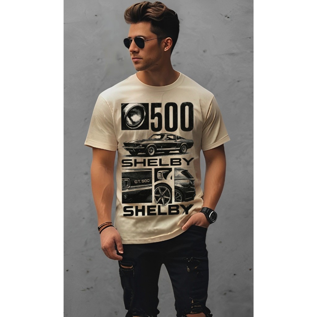 Camiseta Ford Mustang Shelby GT500 Camisa Colecionador Carros Antigos Masculino Vários Modelos Ferrari Gol Gt1 Fiat Uno