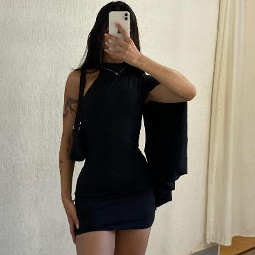 Vestido Curto Elegante Look Festa Noite Manga Longa