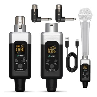 VEDO Conversor De Microfone Sistema Sem Fio 48V Transmissor e Receptor XLR 30 Canais Para Microfone Mesa de som em Oferta na Shopee