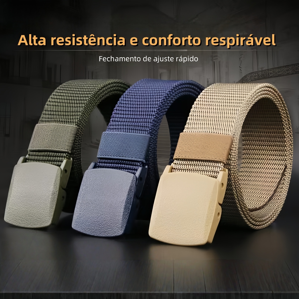Cinto Militar Largo em Nylon Com Fivela em PVC Unissex Engate Rápido Resistente