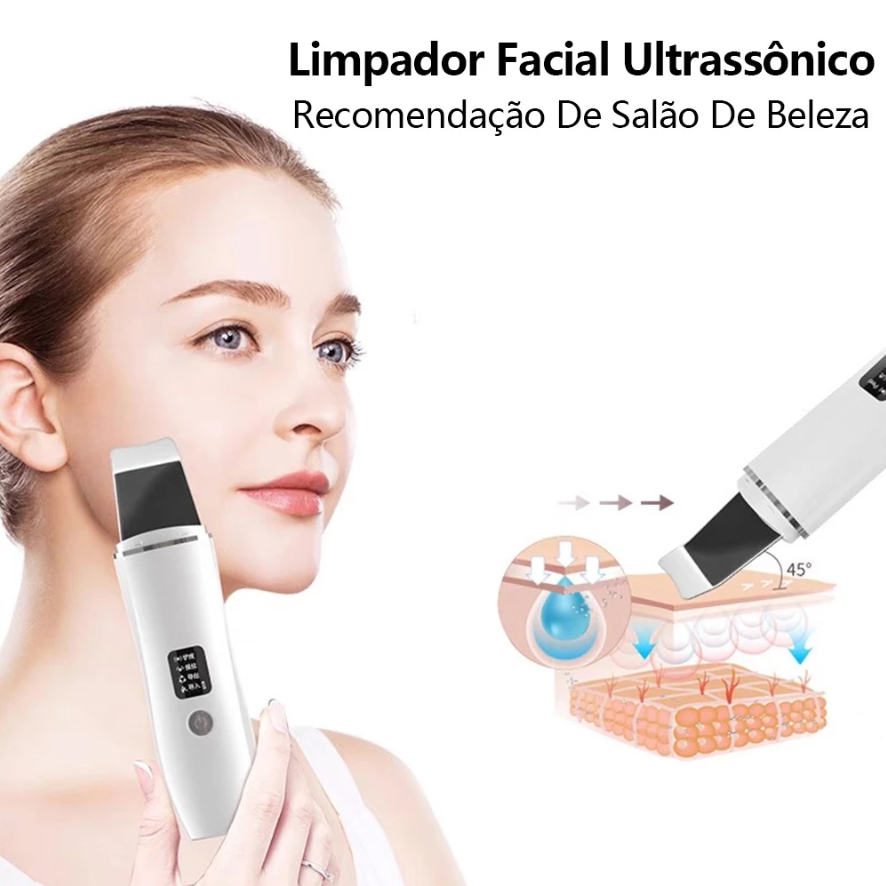 Aparelho de Peeling Esfoliante Ultrassônico Limpeza Facial Profunda Remoção de Cravos Antirrugas em Oferta na Shopee