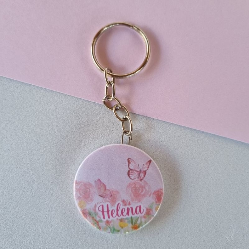 ENVIO RÁPIDO kit Lembrancinha Jardim das Borboletas Floral Rosa Personalizado com Nome Chaveiros Aniversário Maternidade