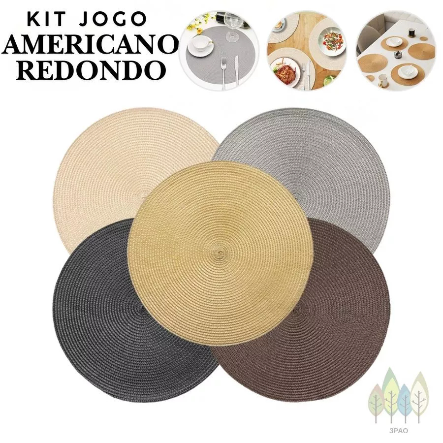 Kit 4/6/10Peças Jogo Americano Redondo Sousplat Cozinha Jantar Descanso de Prato Sousplat Cozinha