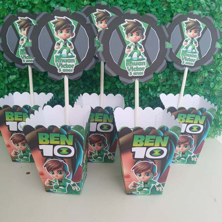 CENTRO DE MESA CACHEPOT BEN 10 ( PEGUE E MONTE) lembrancinha de festa ben 10 cachepo personalizado de aniversario ben 10