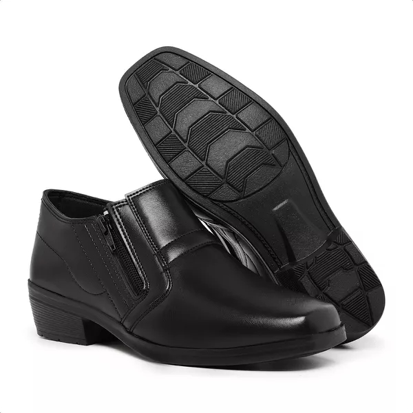 Botina Masculina Preta Confortável Casual Couro Sintético Leve Durável Antiderrapante Ref.C051 em Oferta na Shopee