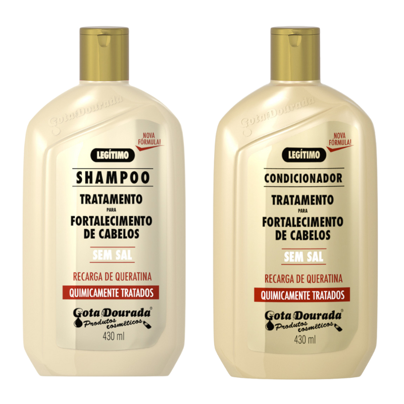 Shampoo e Condicionador Quimicamente  Gota Dourada - Embalagem Econômica de 430ml cada em Oferta na Shopee