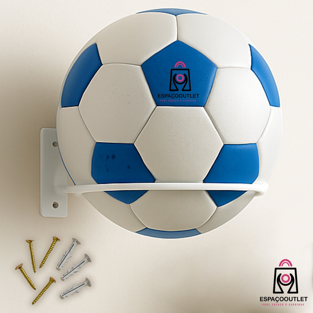 Suporte Bola Futebol Basquete Vôlei + Parafusos e Buchas Aço Reforçado 14x14cm