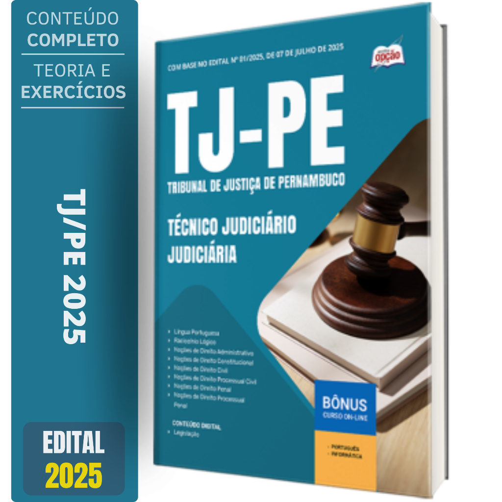 Imagem Apostila Concurso TJ PE 2025 - Técnico Judiciário - Judiciária
