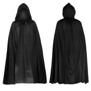 Capa com Capuz Preta Morte Infantil 100cm Festa Halloween Vampiro Fantasia Drácula Morte Ceifador