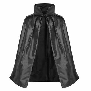 Capa Vampiro C/ Gola Infantil Preta Bruxa 105cm Halloween Festa Fantasia Carnaval