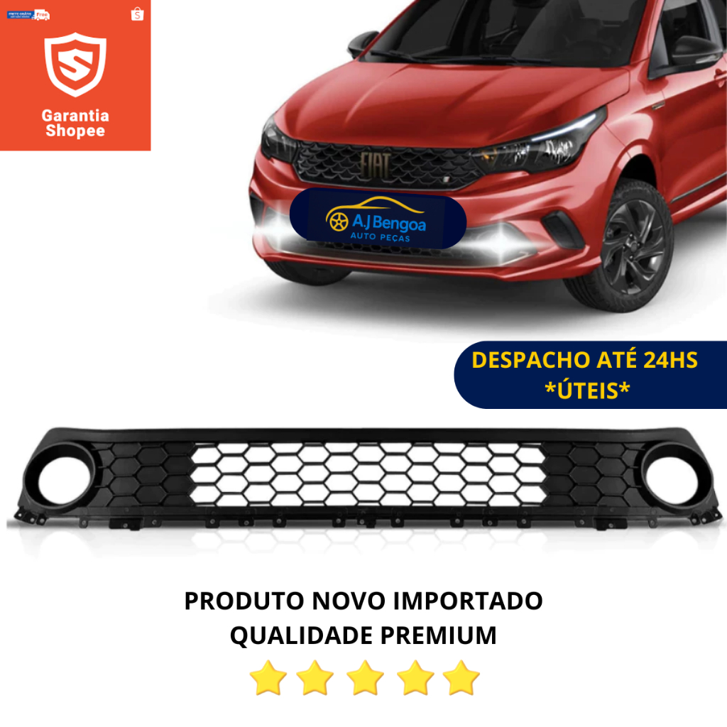 Grade Dianteira Inferior  Fiat Argo 2017 2018 2019 Preta