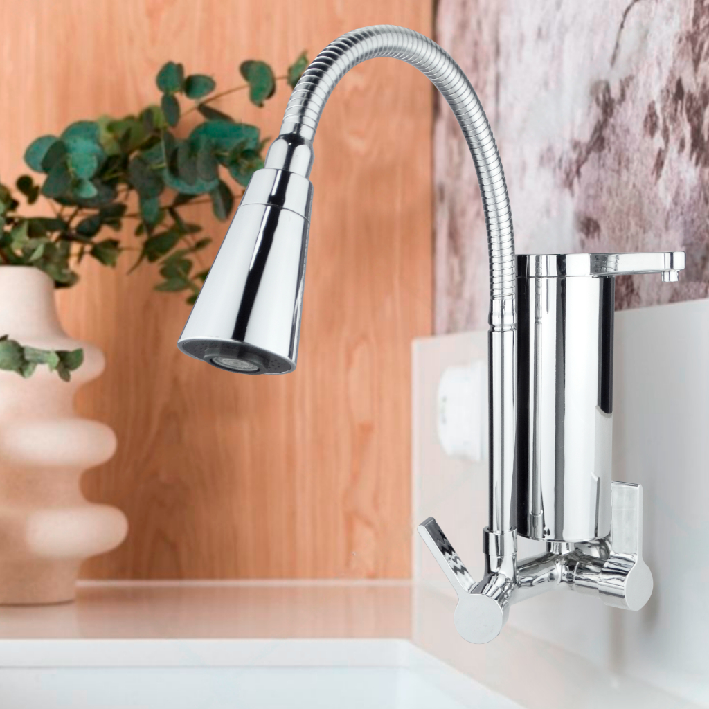 Torneira Gourmet Cozinha Com Filtro Parede Pia em Metal Dois Jatos Flexível 1/4 de Volta Cód. 1154 em Oferta na Shopee