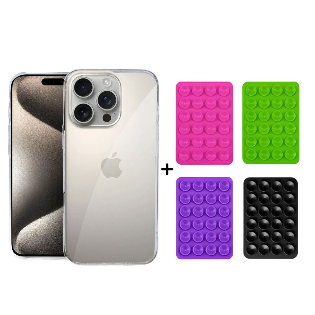 Capa case capinha Transparente Acrilico com Ventosa Silicone P/ iPhone – Kit Crystal Slim Premium - Gshield