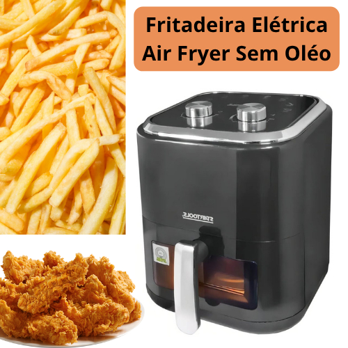 Fritadeira Elétrica Air Fryer Sem Oléo, controle de temperatura, timer de funcionamento