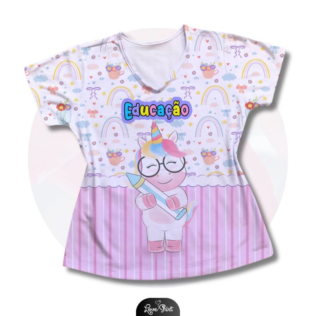 Camisa Profissão Educação unicórnio Feminina em Oferta na Shopee