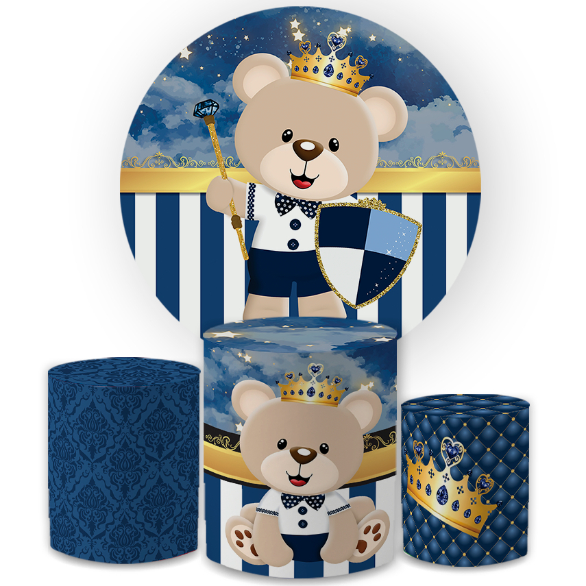 Kit Capa Painel Ursinho Bebe Baby 1 Ano Decoração + Trio Capa de Cilindros em Oferta na Shopee