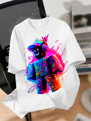 Camiseta Infantil Estampa Gráfica Personagem Neon 100% Algodão Roblox em Oferta na Shopee