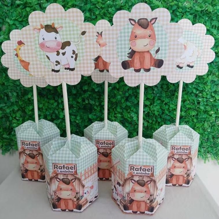 CENTRO DE MESA FAZENDINHA VERDE ( PEGUE E MONTE ) lembrancinha de festa fazenda personalizados de aniversario fazendinha