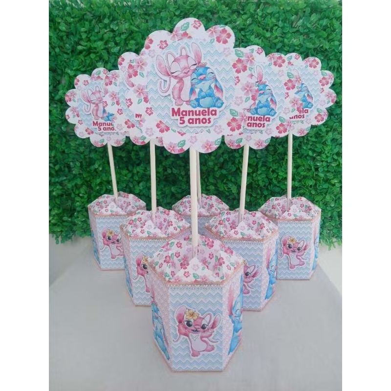 CENTRO DE MESA STITCH 3D /PEGUE E MONTE /PERSONALIZADO PARA FESTA INFATIL TEMA STITI