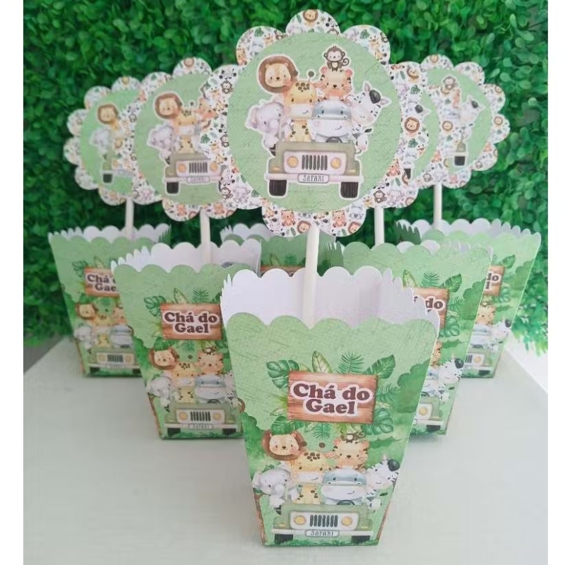 CENTRO DE MESA CACHEPOT SAFARI ( PEGUE E MONTE) lembrancinha de festa safari cachepo personalizado de aniversario safari
