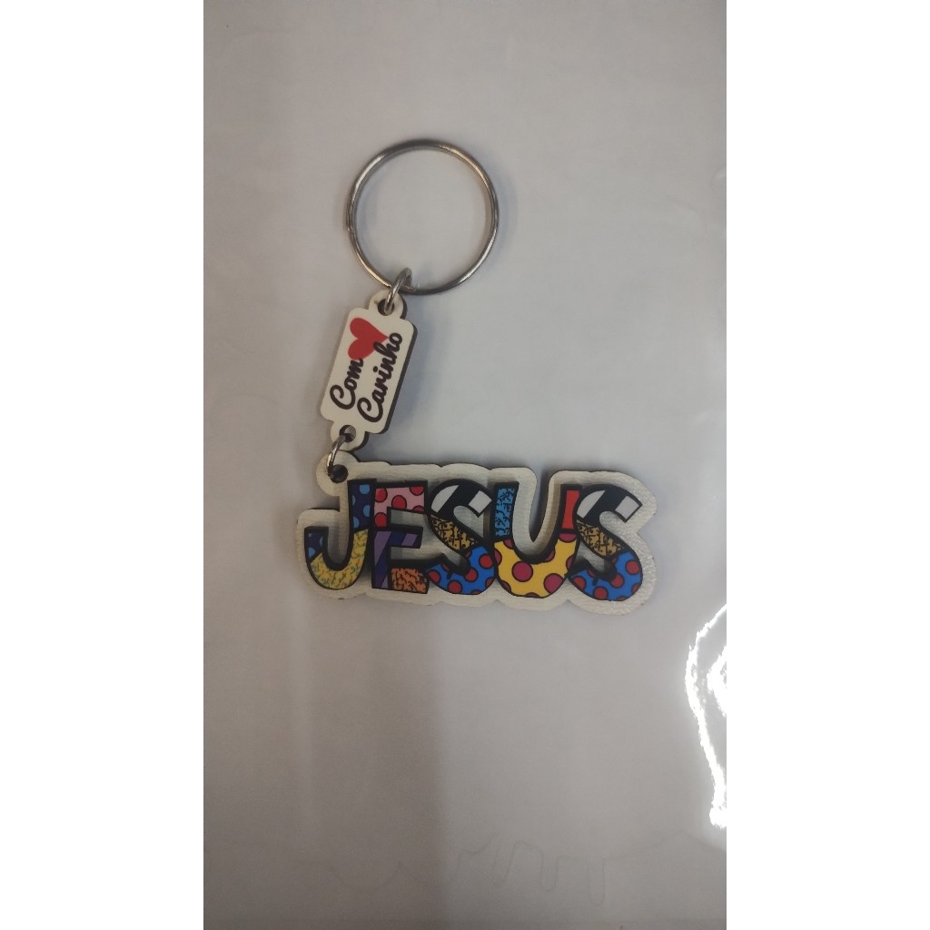 Chaveiro lembrancinha Jesus de MDF