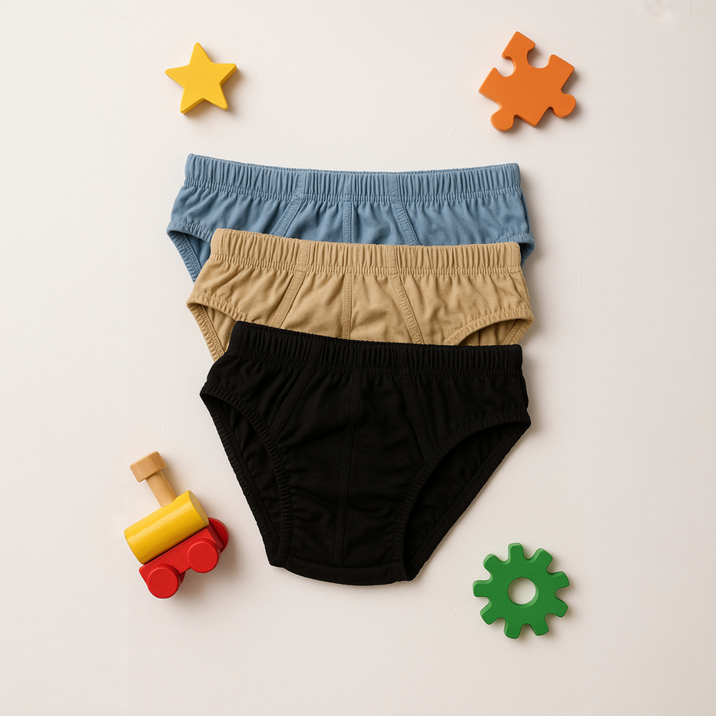 Kit 3 Cueca Infantil Menino 100% Algodão Premium Slip Box Tradicional Bebe Criança De 1 a 7 anos