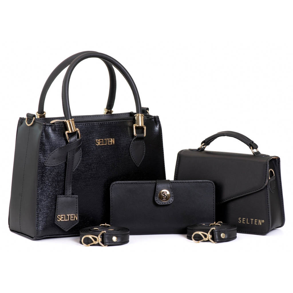 Bolsa Feminina Transversal Media com Bolsinha Clutch e Mini Carteira