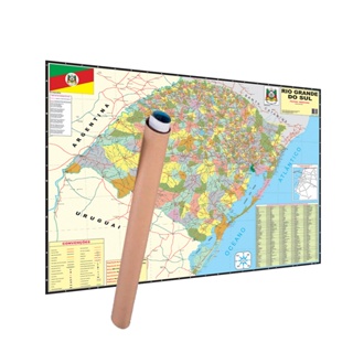 Mapa Rio Grande do Sul Enrolado Laminado 120x90cm - Atual em Oferta na Shopee