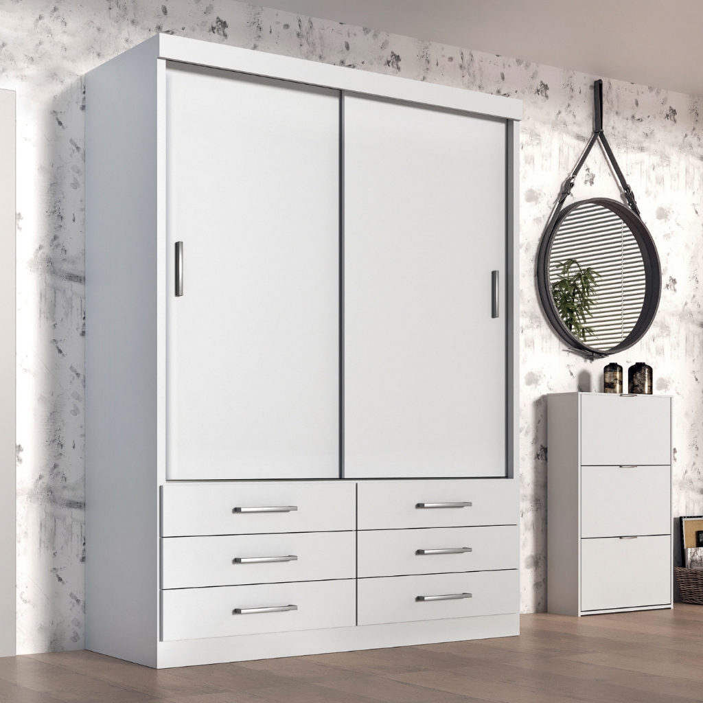 Guarda Roupa Solteiro Capri 2 Portas Correr 6 Gav - Home & Living